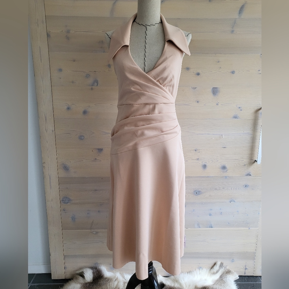 ASOS Asymmetrical Collar Halter Midi Dress, Marilyn Monroe styled size US 8 NWT